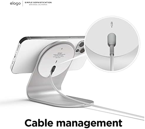 elago MS3 Charging Stand е Съвместим със зарядно устройство MagSafe Charger - Здрава алуминиева поставка за телефон FaceTime и стрийминг, съвместима с модели iPhone 13 (кабел в комплекта не е