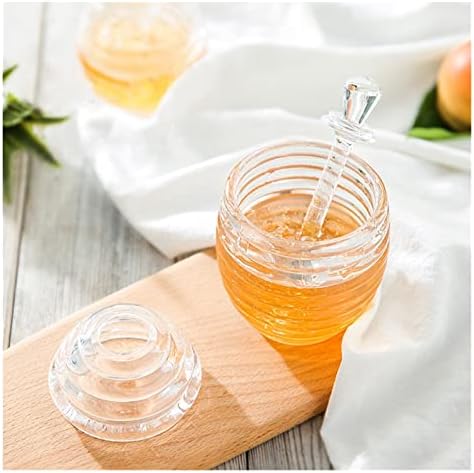 ZMEIMEI Full Transparent Honey Jar, 265 мл Бутилка Мед с Пръчка е Подходящ За Съхранение на Мед или всички видове напитки