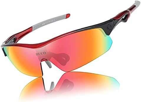 Duco Поляризирани Спортни Велосипедни Слънчеви Очила за Мъже с 5 Сменяеми Лещи за Джогинг Голф, Риболов, Туризъм Бейзбол