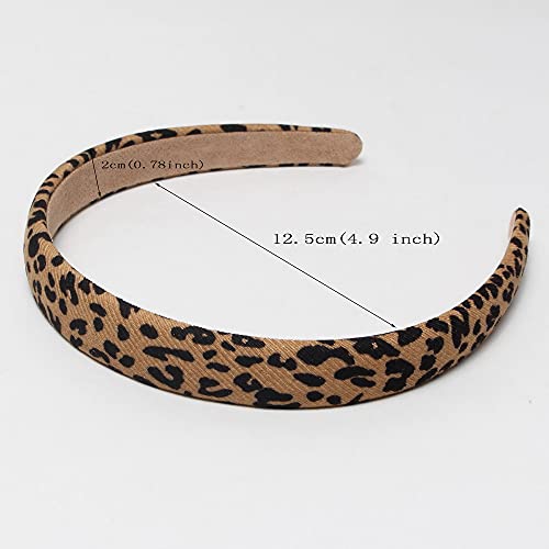 Leopard-Print Headbands for Women Girls 2 cm Wide Headband ПУ Solid Hairband Hair Hoops Hair Accessories 6 pack (Leopard)