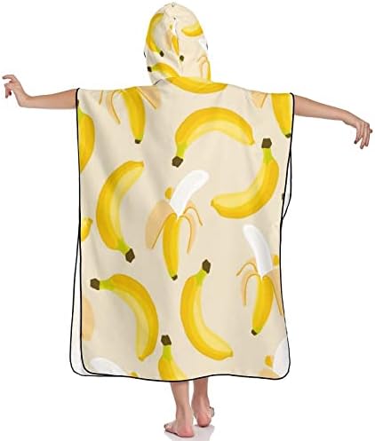 WEEDKEYCAT Banana Pattern Hooded Towel for Kids Soft Bath Plush Towel with Hood for Pool Beach Swim Cover-ups
