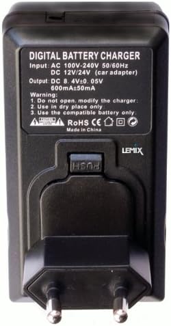 Зарядно устройство Lemix (BCK7/BCF10E) за специфични модели Panasonic Lumix с автомобилен адаптер, американски, европейски