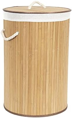 Кошница за дрехи Compactor Bamboo/Polycotton Кръгла сгъваема, Натурална