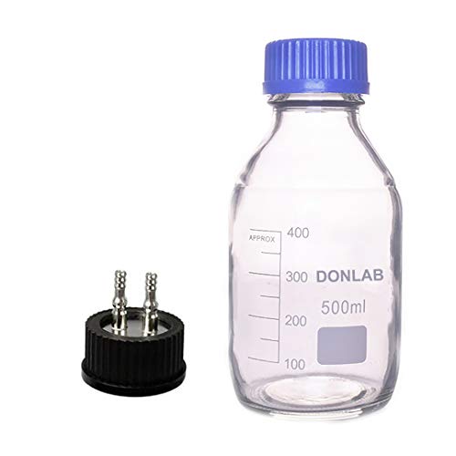 DONLAB MBV-5002 Glass 500ml Round Media Storage Bottle Бутилка Реагент с SUS 316 M-2-Through Cap GL45