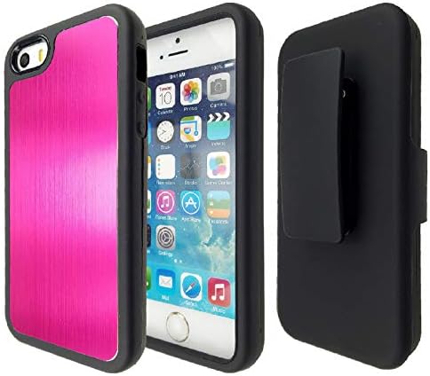 Wydan Case for iPhone SE 5 5S - Матирана Метална Текстура Скоба за Колан Калъф за вашия телефон