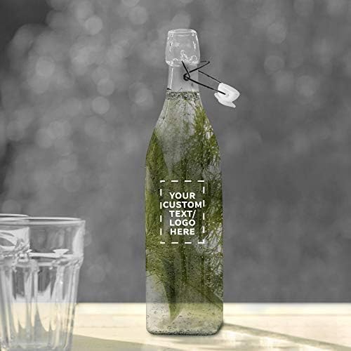 Обичай Квадратен Стъклен Комплект бутилки с гарафа вода, 10, 34 грама, Персонализиран Текст, Лого, Resealable Бутилка