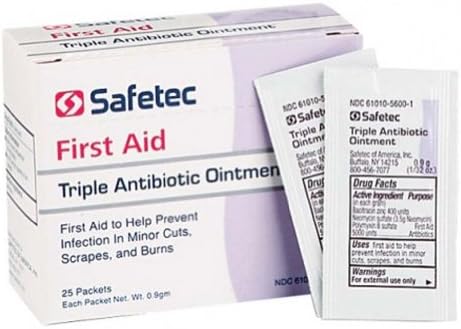 Safetec Triple Antibiotic - 25 0.9 Грам Packet Box, Многоцветен,