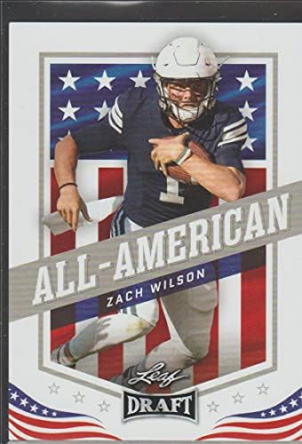 2021 Leaf Draft 48 Zach Wilson BYU Cougars All-American (RC - Новобранец Card) Футбол NFL Card NM-MT