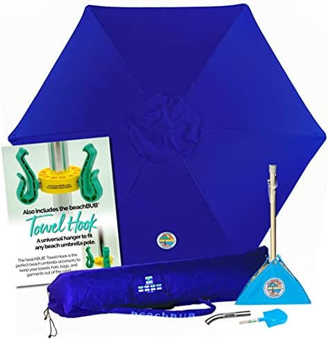 Система плажни чадъри beachBUB ™ All-In-One. В комплекта са включени чадър 7 ½ ' (50+ UPF), негабаритная чанта, на база