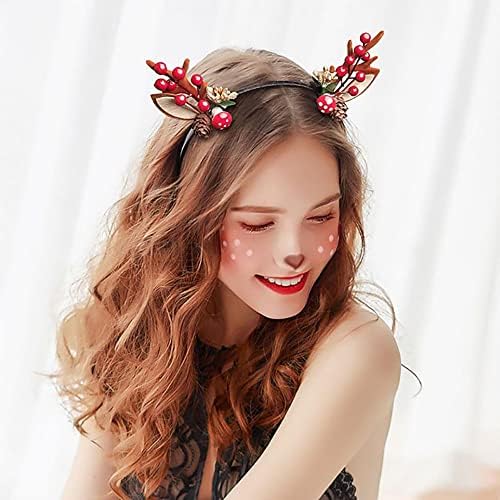 PENYU Sweet Headwear Момиче Branch Twig Make Up Cherry Female Pinecone Коледа Antlers Headband Women Hair Band Head Хоп