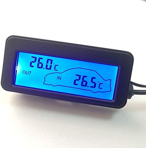 FAKEME DC12V Car Outdoor Indoor LCD Digital Display Meter Thermometer Кабел Сензор - Син, както е описано
