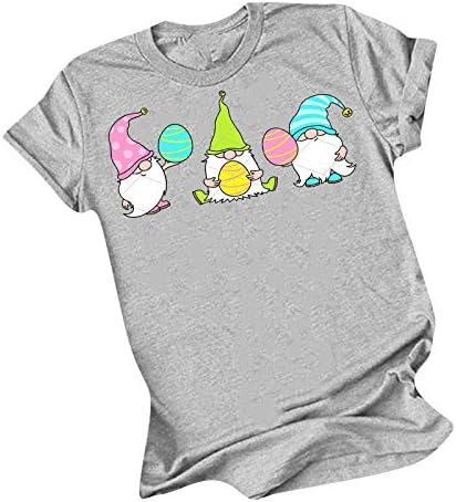 Сладки Блузи за Жени С Къс Ръкав Великденски Джуджетата Яйца Графични Тениски С Кръгло Деколте Модни Модерен Подарък Ризи