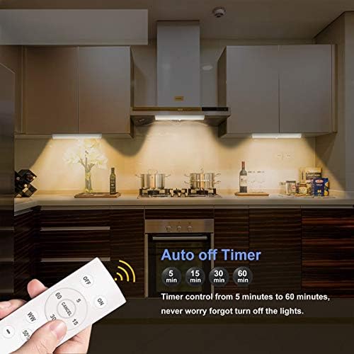 Под Осветлението на гардероба с дистанционно управление 6 Pack | 20-LED Dimmable Кухня Lights | Wireless LED Under Cabinet