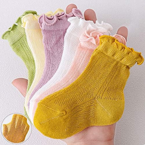 6 Двойки За Малки момичета тънки памучни Чорапи на щиколотке Лятна Окото на Иглата Принцеса Рюшами Накъдрен Хубава Рокля