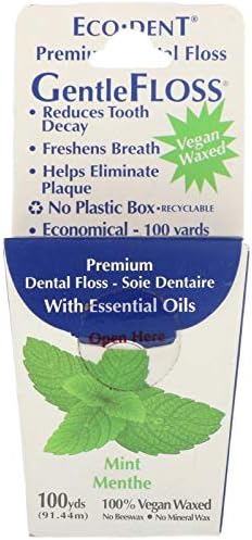 Eco-Dent Gentlefloss Premium Dental Floss Мента - 100 ярда - Калъф от 6