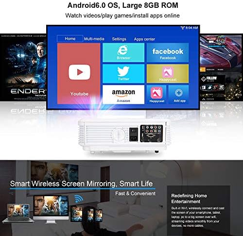 Smart Wi-Fi Проектори с Bluetooth, Безжична Домашно Кино, Кино Игра ТВ Проектор 1080P Native Full HD LED LCD Видео Proyector
