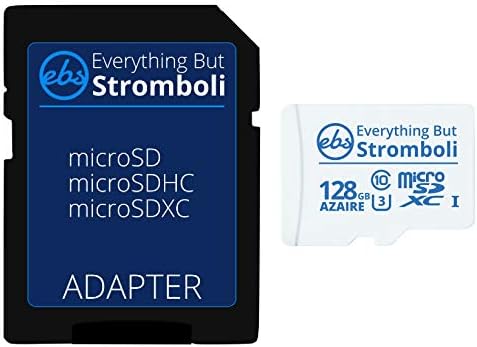 Всички, с изключение на Стромболи Azaire 128 GB microSD карта за мобилни телефони Motorola Работи с Мото E (2020 Г.), Moto E7, Moto G Power Edge+ Мобилен телефон Speed Class 10 U3 UHS-1 Micro SDXC карти