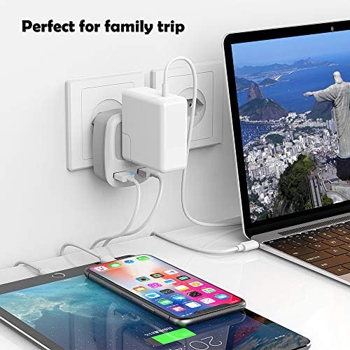 Бразилски захранващ адаптер Travel Plug, TESSAN 3 in 1 Outlet USA Adapter with 2 USB Charging Ports and US Grounded Input for USA to Brazil, Type N