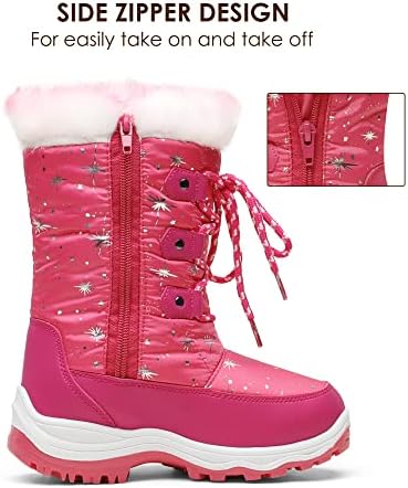 DREAM PAIRS Boys Girls Slip Resistant Faux Fur Облицовани Knee High Winter Snow Boots