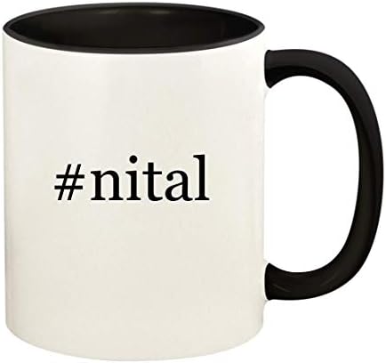nital - 11oz Hashtag Керамични Цветна Дръжка и Вътрешна Чаша Кафе Чаши, черен