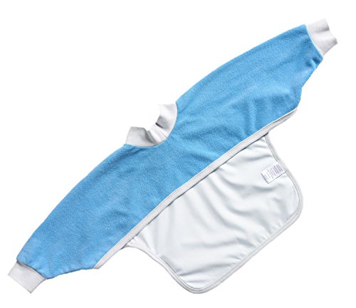 Kiddologic bibit-all Baby & Toddler Long Sleeved Full Coverage Pullover Waterproof Terry Bib (6-12 месеца (бебе), синьо