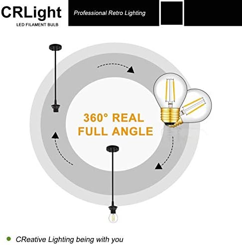 CRLight 2W LED Globe Bulb 3000K Soft White, 30W Equivalent 300LM Dimmable, E26 Base Vintage Edison Style Tiny G14 Clear