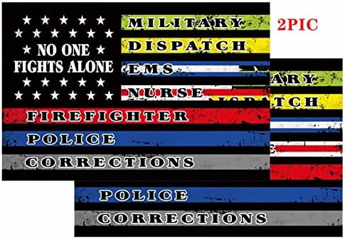 2 Снимка No One Fight Along Светоотражающая Стикер На Бронята,Американски Флаг за Военни, Пожарникари медицинска Сестра Полицията Стикер за Лаптоп Автомобилна Броня Декор