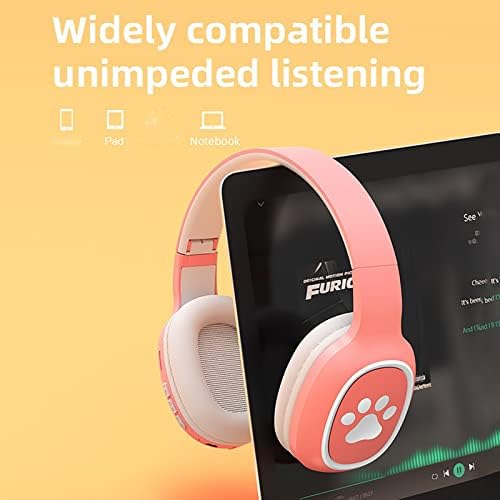 Niaviben Over Ear Слушалки за Деца Сладък Котешки Нокът Слушалки с Микрофон Стерео Bluetooth 5,0 Сгъваема Безжични Слушалки