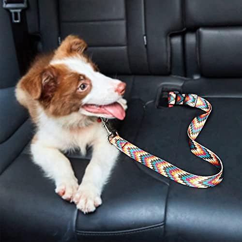 LASOCUHOO Dog Seatbelt, Dog Car Seat Belt, Adjustable Пет Seat Belts for Vehicle, Nylon Fabric Пет Safety Printed Seat