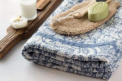 Flaxbel Linen Органично Ленено кърпи за баня Esmeralda Blue 32 X 59 - бързо съхнещи Луксозни Хавлиени кърпи - Насладете