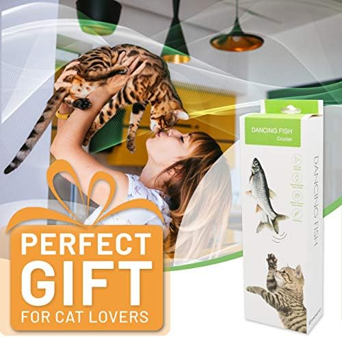Dancing Fish Toy for Indoor Cats & Small Dogs – Motion Sensor Cat Toy with 2 Catnip Packets – USB-Chargeable, Soft, Durable,
