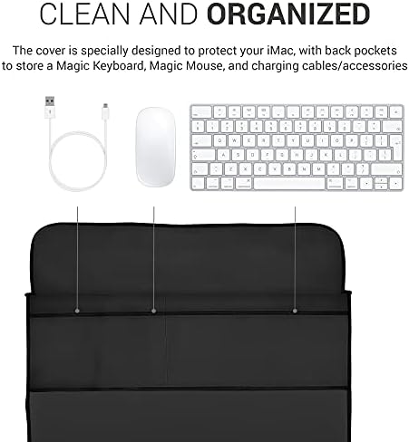 калъф kwmobile Съвместим с Apple iMac 24 - Калъф и 4-в-1 за монитор и аксесоари - Черен