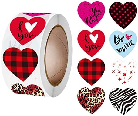 BOIYI Розово червено Сърце Етикети Свети Валентин Крафт Scrapbooking 1 Инч 8 Стилове на 500 Самозалепващи се Стикери за