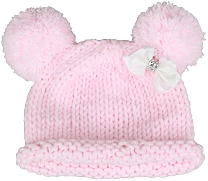 zefen Bestknit Baby Girls Pompom Hat Props самоделни плетене Knitted Pom Pom Шапка Bow Beanie