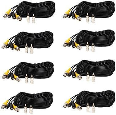 VideoSecu 8 Pack 50фут Feet BNC RCA Video Power Cables Security Camera ВИДЕОНАБЛЮДЕНИЕ Surveillance Extension Wires Cords with Free Connectors CBV50 MCF