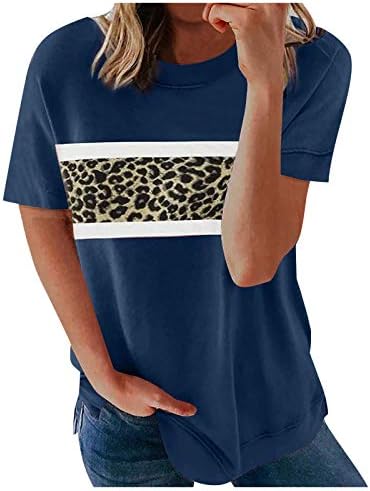 Женска Тениска с Къс ръкав Crewneck Тениски Губим Casual Tee T-Shirt Шарени Top Tee T-Shirt