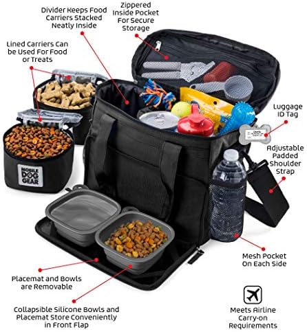 Мобилното оборудване за кучета, Седмична пътна чанта за малки кучета, Включва Калъф за носене на храна и 2 Сгъваеми кучешки