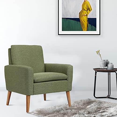 Lohoms Mid Century Modern Fabric Accent Chair Single Sofa Удобно Меко Кресло, Мебели за Хол (зелен)