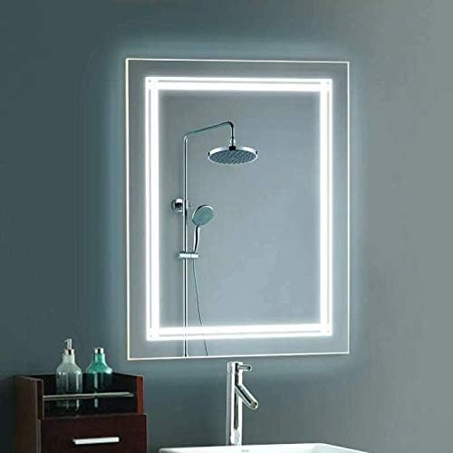 Квадратно огледало за баня СИД, стенно огледало, с различна атмосфера на яркостта на топло светлина и естествена светлина,