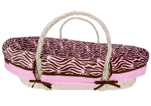 Trend Lab Moses Basket Set, Zebra Print Pink