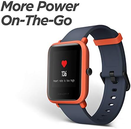 Amazfit BIP smartwatch by Huami с проследяване на сърдечната честота и активност през целия ден, мониторинг на съня, GPS, 30-дневен живот на батерията, Bluetooth (Cinnabar Red), един размер