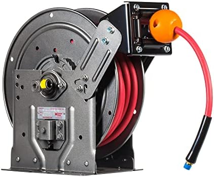 Hannay Reels N716-17-18-8L Серия N700 Spring Retractable Air Hose Reel Kit with 3/8 x 50' 300 PSI Hose and Hose Stop, Heavy Gauge Steel Графит Color Paint, Made in USA