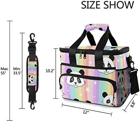 TropicalLife Cooler Lunch Bag Сладко Panda with Rainbow Stripes Insulated Lunch Box Grocery Travel Bag Cooler _BOS_ 24-Can