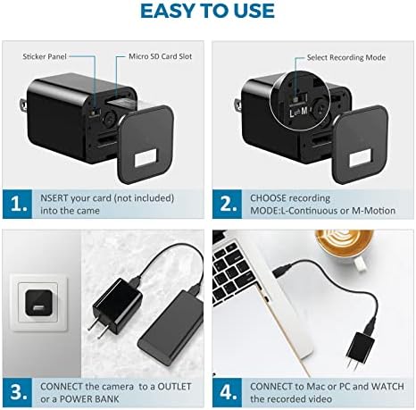 Зарядно устройство и мини камера за сигурност-USB зареждане и винаги следи камера за наблюдение Full HD-ефективно да защитите