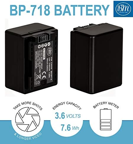 BM Premium 2 батерии BP-718 и двойно зарядно устройство за видеокамери на Canon Vixia HFR80 HFR82 HFR800, HFR70, HFR72, HFR700, HFR32, HFR300, HFR40, HFR42, HFR400, HFR50, HFR52, HFR500, HFR60, HFR62, HFR600