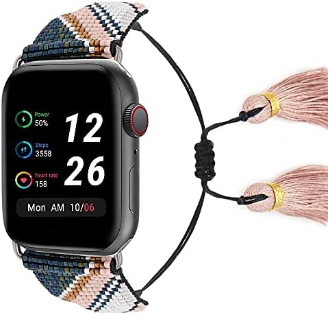 SHINUS BOHO Apple Watch Band за жени.Сменяеми въжета iWatch Ръчна изработка с мъниста Миюки.Регулируеми и модерен нестандартен