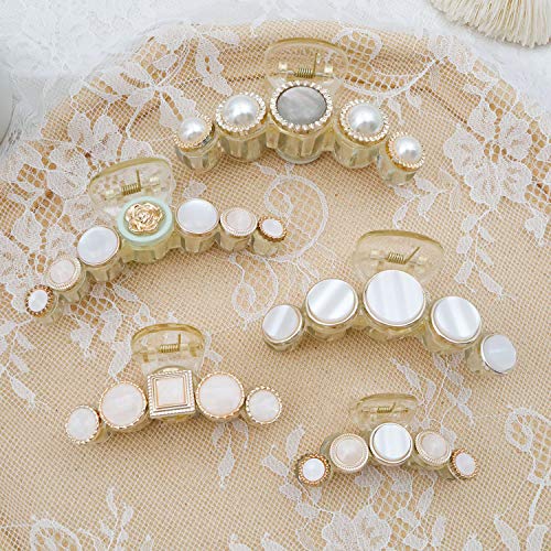 TODEROY Hair Claw Clips for Women and Girls Large Pearl Hair Barrette Clips for Thick Hair (Small)