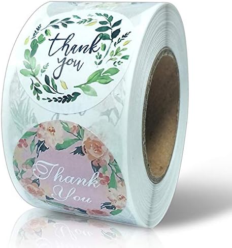 Amacan Thank You Stickers Roll, 1.5 Inch Diameter Round Thank You Sealing Labels, 500 Stickers/Roll -Thank You Small Business