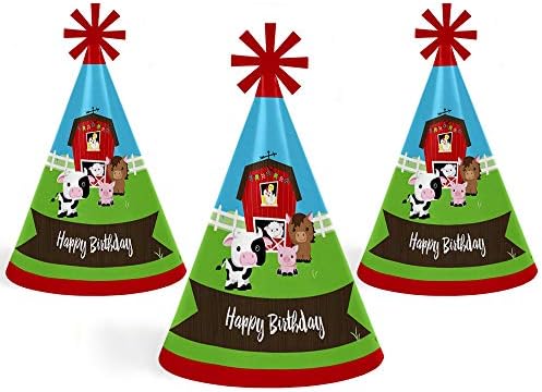 Селскостопански животни - Конус честит рожден Ден на Шапки за деца и възрастни - Комплект от 8 (стандартен размер)