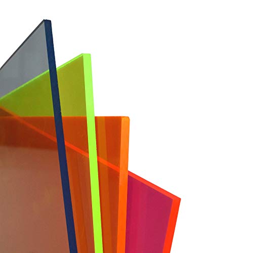 BuyPlastic 9092 Blue Transparent Fluorescent Colored Acrylic Plexiglass Sheet, Choose Size and Thickness, 1/8 x 12 x 12,